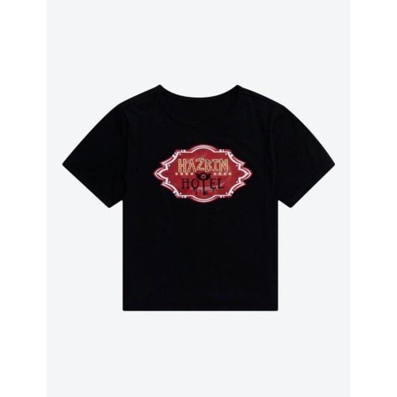 Hazbin Hotel Logo Women's Baby T-Shirt Hot Topic Size Small NWT - Picture 1 of 4